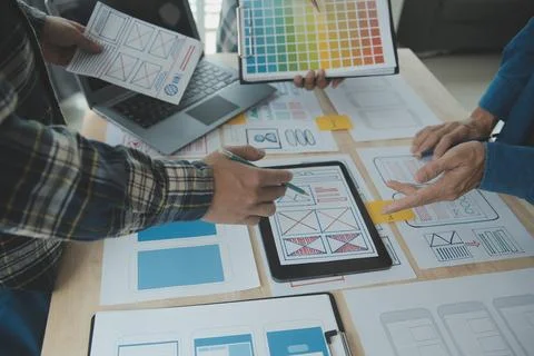 UX UI and Programming development technology. 스톡 사진