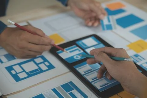 UX UI and Programming development technology. Stockfoto's