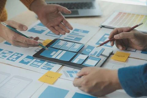 UX UI and Programming development technology. 库存照片