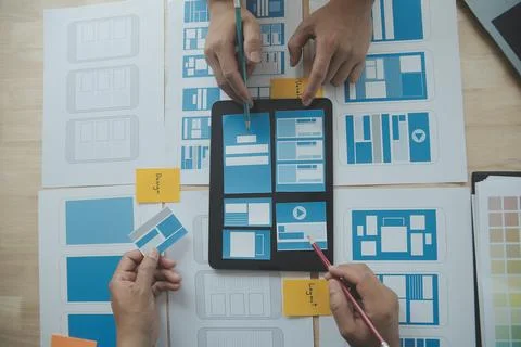 UX UI and Programming development technology. 스톡 사진