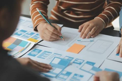 UX UI and Programming development technology. 库存照片