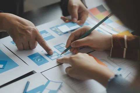 UX UI and Programming development technology. 库存照片