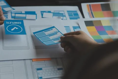 UX UI and Programming development technology. 库存照片