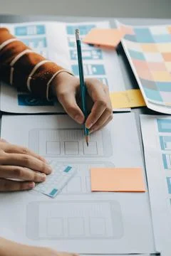 UX UI and Programming development technology. Stock Photos