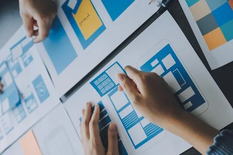 UX UI and Programming development technology. 스톡 사진