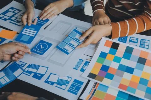 UX UI and Programming development technology. 스톡 사진