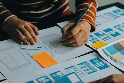 UX UI and Programming development technology. Stock Photos