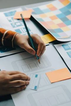 UX UI and Programming development technology. Stock-Fotos