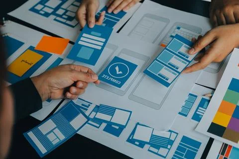 UX UI and Programming development technology. Stock Photos