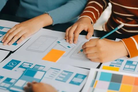 UX UI and Programming development technology. 库存照片