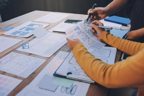 UX UI and Programming development technology. 스톡 사진