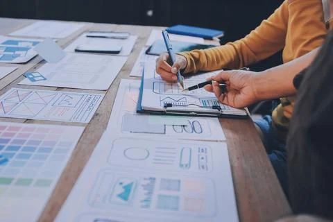 UX UI and Programming development technology. Stockfoto's