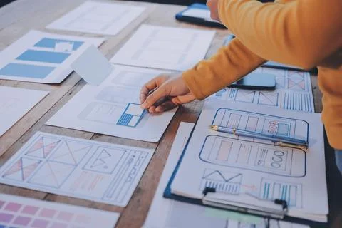 UX UI and Programming development technology. 库存照片