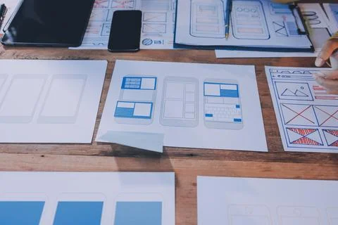 UX UI and Programming development technology. 库存照片