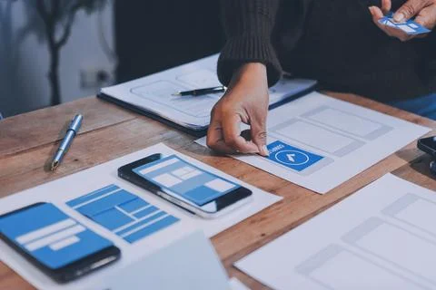 UX UI and Programming development technology. 库存照片