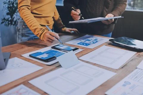 UX UI and Programming development technology. 库存照片