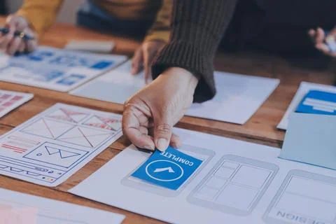 UX UI and Programming development technology. 库存照片