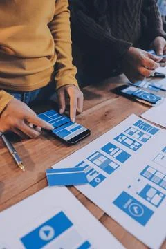 UX UI and Programming development technology. 库存照片