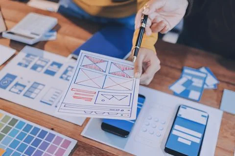 UX UI and Programming development technology. 스톡 사진