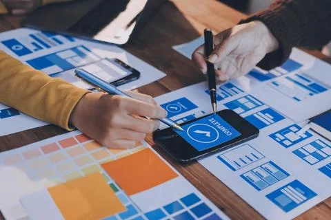 UX UI and Programming development technology. 스톡 사진