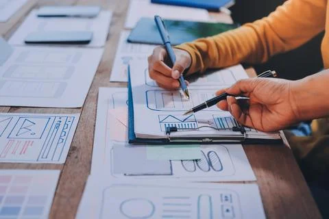 UX UI and Programming development technology. Stockfoto's