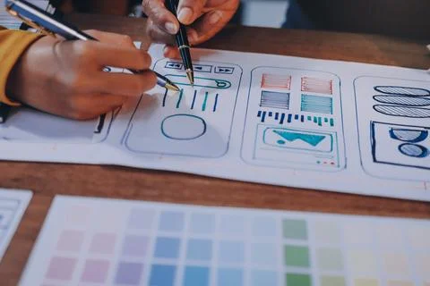 UX UI and Programming development technology. 库存照片