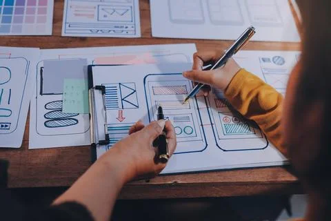 UX UI and Programming development technology. 库存照片