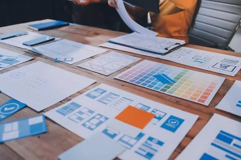 UX UI and Programming development technology. 스톡 사진