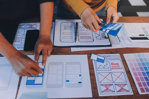 UX UI and Programming development technology. 库存照片