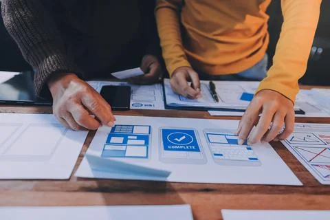 UX UI and Programming development technology. 스톡 사진