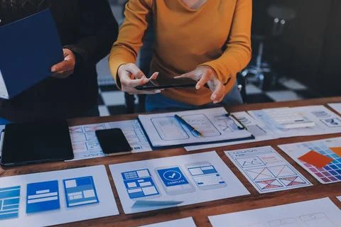 UX UI and Programming development technology. 库存照片