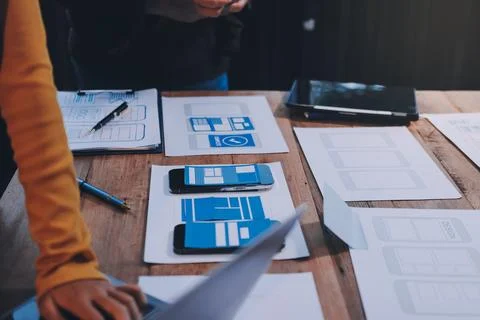 UX UI and Programming development technology. 库存照片