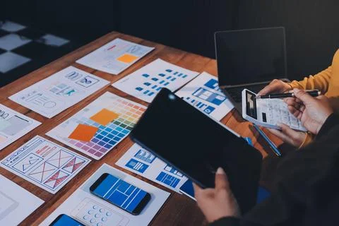 UX UI and Programming development technology. 스톡 사진