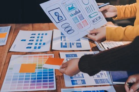 UX UI and Programming development technology. 库存照片