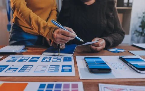 UX UI and Programming development technology. 스톡 사진