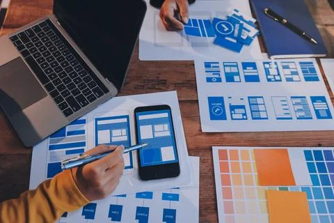 UX UI and Programming development technology. Stock Photos