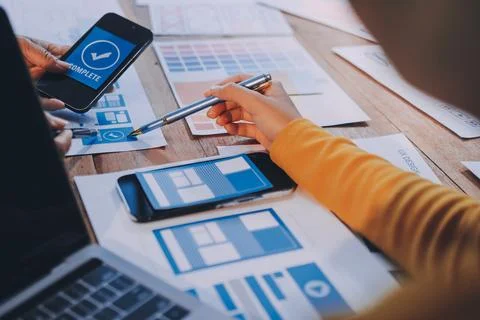 UX UI and Programming development technology. 库存照片