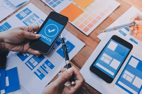 UX UI and Programming development technology. 库存照片