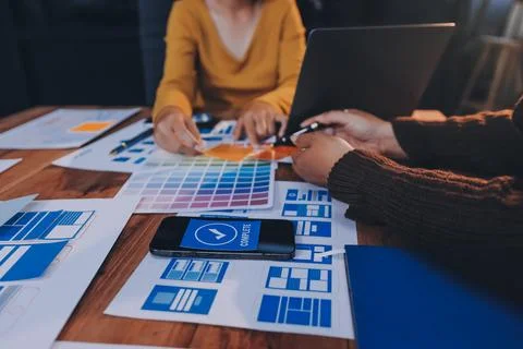 UX UI and Programming development technology. 스톡 사진