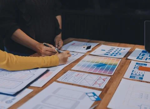 UX UI and Programming development technology. 스톡 사진