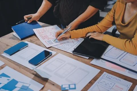 UX UI and Programming development technology. 스톡 사진