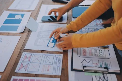 UX UI and Programming development technology. 스톡 사진