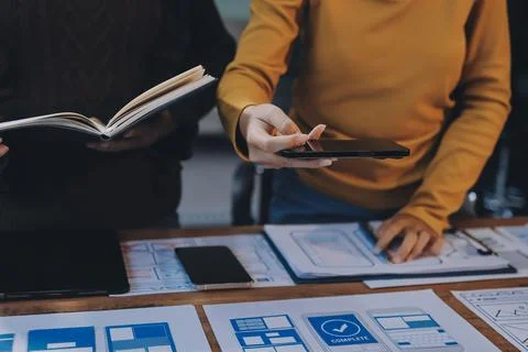 UX UI and Programming development technology. 스톡 사진