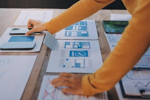 UX UI and Programming development technology. 스톡 사진