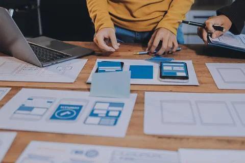 UX UI and Programming development technology. 스톡 사진