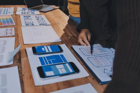 UX UI and Programming development technology. 스톡 사진