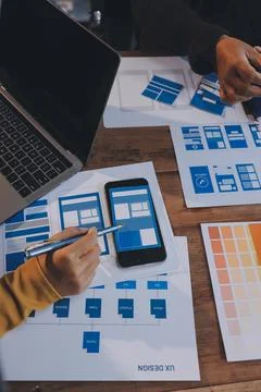 UX UI and Programming development technology. Stockfoto's