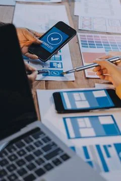 UX UI and Programming development technology. 스톡 사진