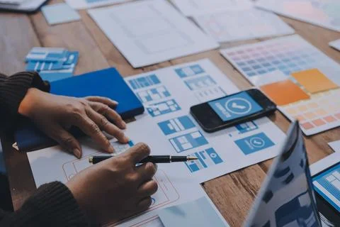 UX UI and Programming development technology. Foto stock