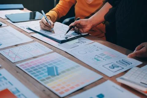 UX UI and Programming development technology. 스톡 사진